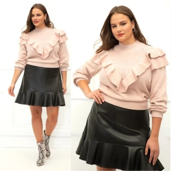 Eloquii Sweater Pink Ruffles - Picture 11 of 12